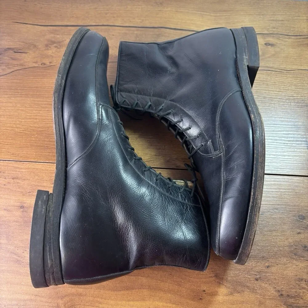 Vintage E Vogel Custom Bespoke Mens Black Leather Ankle Boots Sz 10 10.5 D USA